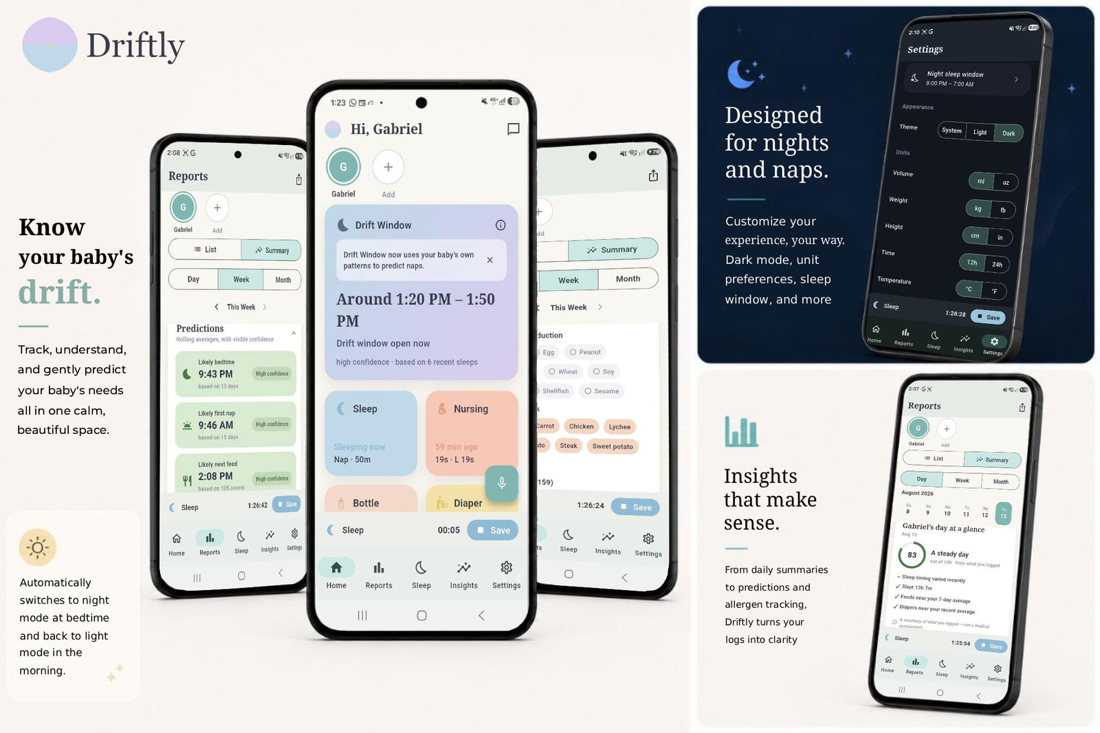 Driftly app screens